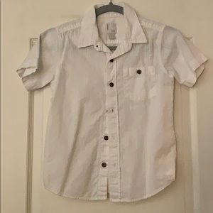 White “linen” short sleeve button up